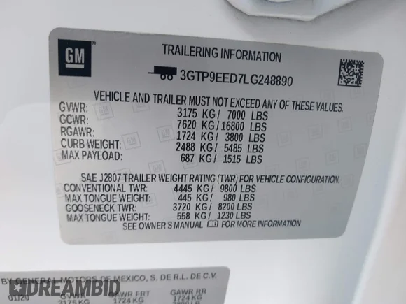✅ 2020 GMC Sierra 1500 AT4 • VIN: 3GTP9EED7LG248890 • Лот: 43730823. Опубліковано раніше на IAAI з пробігом 143 033 миль. Безкоштовний доступ до архіву аукціонних продажів зі США та докладний звіт про історію автомобіля на DreamBid. Зображення 9.