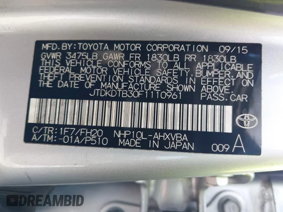 ✅ 2015 Toyota Prius Three • VIN: JTDKDTB30F1110961 • Lot: 44487150. Wystawiony na IAAI z przebiegiem 104 178 mil. Bezpłatny archiwum sprzedaży aukcyjnych z USA i szczegółowy raport historii pojazdu na DreamBid. Zdjęcie 9.