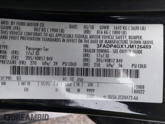 ✅ 2018 Ford Fiesta ST • VIN: 3FADP4GX1JM126489 • Lot: 43801505. Wystawiony na IAAI z przebiegiem 96 901 mil. Bezpłatny archiwum sprzedaży aukcyjnych z USA i szczegółowy raport historii pojazdu na DreamBid. Zdjęcie 9.