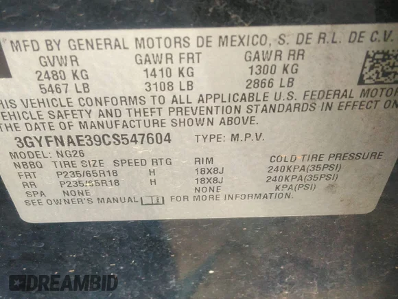 ✅ 2012 Cadillac SRX Luxury Collection • VIN: 3GYFNAE39CS547604 • Lot: 41819869. Wystawiony na IAAI z przebiegiem Nie podano. Bezpłatny archiwum sprzedaży aukcyjnych z USA i szczegółowy raport historii pojazdu na DreamBid. Zdjęcie 9.