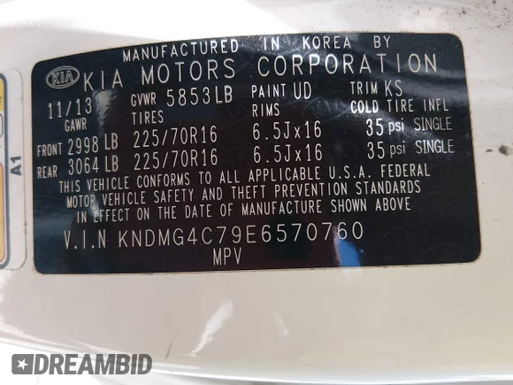 ✅ 2014 Kia Sedona LX • VIN: KNDMG4C79E6570760 • Lot: 45229732. Wystawiony na IAAI z przebiegiem 173 911 mil. Bezpłatny archiwum sprzedaży aukcyjnych z USA i szczegółowy raport historii pojazdu na DreamBid. Zdjęcie 9.