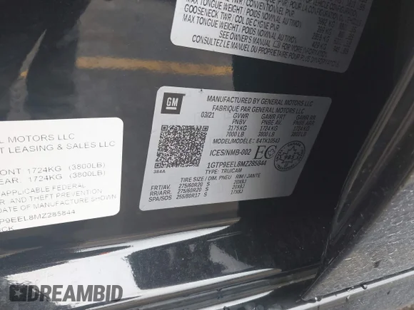 ✅ 2021 GMC Sierra 1500 AT4 • VIN: 1GTP9EEL8MZ285844 • Lot: 45282471. Wystawiony na IAAI z przebiegiem 25 820 mil. Bezpłatny archiwum sprzedaży aukcyjnych z USA i szczegółowy raport historii pojazdu na DreamBid. Zdjęcie 9.