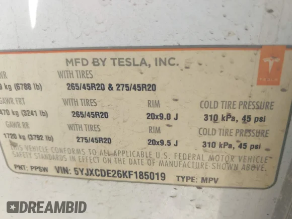 ✅ 2019 Tesla Model X 75D • VIN: 5YJXCDE26KF185019 • Лот: 44446811. Опубліковано раніше на IAAI з пробігом 62 426 миль. Безкоштовний доступ до архіву аукціонних продажів зі США та докладний звіт про історію автомобіля на DreamBid. Зображення 9.