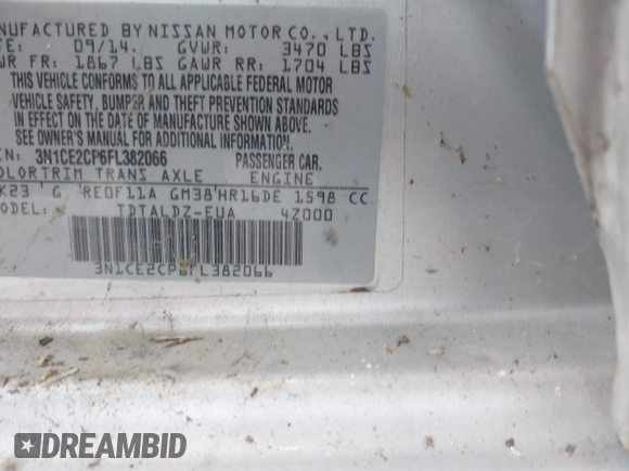 ✅ 2015 Nissan Note SR • VIN: 3N1CE2CP6FL382066 • Lot: 42479538. Wystawiony na IAAI z przebiegiem 114 532 mil. Bezpłatny archiwum sprzedaży aukcyjnych z USA i szczegółowy raport historii pojazdu na DreamBid. Zdjęcie 9.