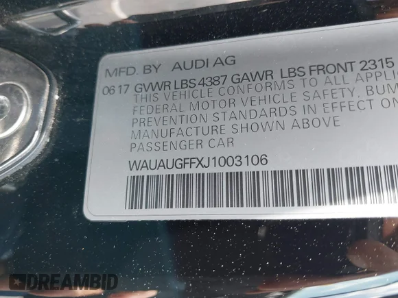 ✅ 2018 Audi A3 Premium • VIN: WAUAUGFFXJ1003106 • Lot: 45195819. Wystawiony na IAAI z przebiegiem 120 741 mil. Bezpłatny archiwum sprzedaży aukcyjnych z USA i szczegółowy raport historii pojazdu na DreamBid. Zdjęcie 9.