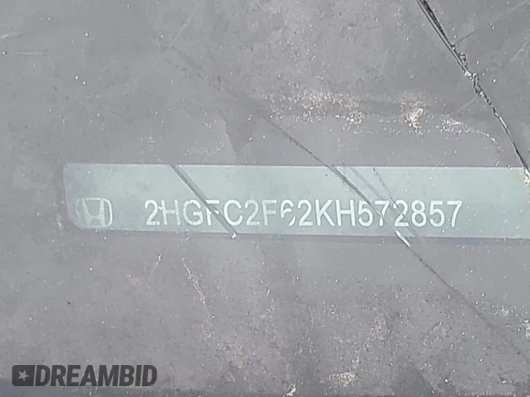 ✅ 2019 Honda Civic LX • VIN: 2HGFC2F62KH572857 • Lot: 44464180. Wystawiony na IAAI z przebiegiem 93 663 mil. Bezpłatny archiwum sprzedaży aukcyjnych z USA i szczegółowy raport historii pojazdu na DreamBid. Zdjęcie 9.