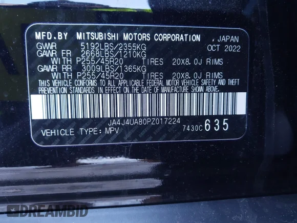 ✅ 2023 Mitsubishi Outlander SE • VIN: JA4J4UA80PZ017224 • Lot: 44229075. Wystawiony na IAAI z przebiegiem 52 394 mil. Bezpłatny archiwum sprzedaży aukcyjnych z USA i szczegółowy raport historii pojazdu na DreamBid. Zdjęcie 9.
