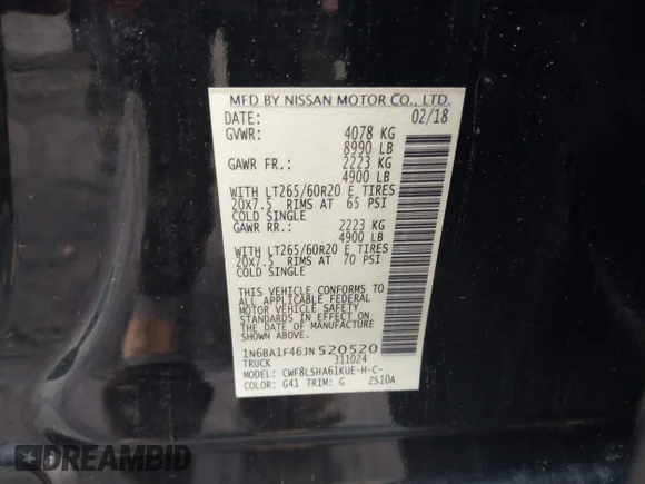 ✅ 2018 Nissan Titan Pro-4X • VIN: 1N6BA1F46JN520520 • Lot: 44484289. Wystawiony na IAAI z przebiegiem 173 683 mil. Bezpłatny archiwum sprzedaży aukcyjnych z USA i szczegółowy raport historii pojazdu na DreamBid. Zdjęcie 9.