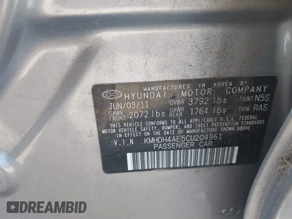 ✅ 2012 Hyundai Elantra GLS • VIN: KMHDH4AE5CU204961 • Лот: 45062237. Опубліковано раніше на IAAI з пробігом 225 096 миль. Безкоштовний доступ до архіву аукціонних продажів зі США та докладний звіт про історію автомобіля на DreamBid. Зображення 9.