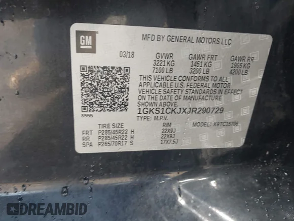 ✅ 2018 GMC Yukon Denali • VIN: 1GKS1CKJXJR290729 • Lot: 44373941. Wystawiony na IAAI z przebiegiem 175 373 mil. Bezpłatny archiwum sprzedaży aukcyjnych z USA i szczegółowy raport historii pojazdu na DreamBid. Zdjęcie 9.