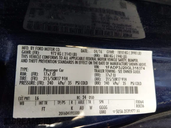 ✅ 2016 Ford Focus Titanium • VIN: 1FADP3J20GL318374 • Lot: 44553990. Wystawiony na IAAI z przebiegiem 128 805 mil. Bezpłatny archiwum sprzedaży aukcyjnych z USA i szczegółowy raport historii pojazdu na DreamBid. Zdjęcie 9.