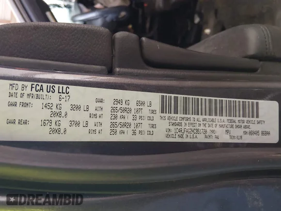 ✅ 2017 Jeep Grand Cherokee Altitude • VIN: 1C4RJFAG2HC951720 • Lot: 44217316. Listed on IAAI with 84,760 mi. Free auction sales archive from the USA and detailed vehicle history report at DreamBid. Image 9.