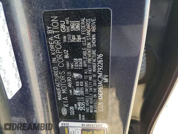 ✅ 2021 Kia Sportage S • VIN: KNDP63AC2M7922676 • Lot: 57198096. Wystawiony na Copart z przebiegiem 117 334 mil. Bezpłatny archiwum sprzedaży aukcyjnych z USA i szczegółowy raport historii pojazdu na DreamBid. Zdjęcie 12.