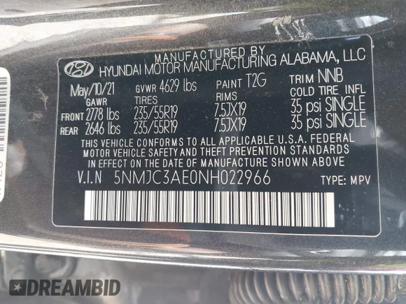 ✅ 2022 Hyundai Tucson SEL • VIN: 5NMJC3AE0NH022966 • Lot: 44959027. Wystawiony na IAAI z przebiegiem 93 869 mil. Bezpłatny archiwum sprzedaży aukcyjnych z USA i szczegółowy raport historii pojazdu na DreamBid. Zdjęcie 9.