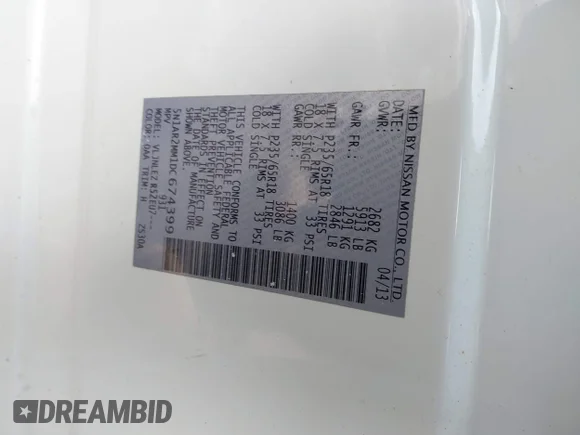 ✅ 2013 Nissan Pathfinder SL • VIN: 5N1AR2MM1DC674399 • Лот: 44330286. Опубліковано раніше на IAAI з пробігом 151 237 миль. Безкоштовний доступ до архіву аукціонних продажів зі США та докладний звіт про історію автомобіля на DreamBid. Зображення 9.