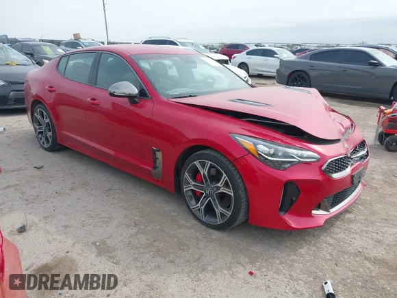 ✅ 2020 Kia Stinger GT • VIN: KNAE35LC8L6075740 • Lot: 41930433. Listed on IAAI with 55,974 mi. Free auction sales archive from the USA and detailed vehicle history report at DreamBid. Image 1.