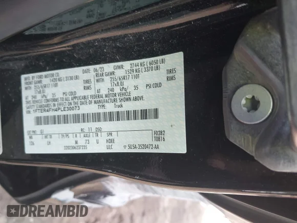 ✅ 2023 Ford Ranger XL • VIN: 1FTER4FH4PLE30073 • Лот: 41960186. Опубликован ранее на IAAI с пробегом 53 876 миль. Бесплатный доступ к архиву аукционных продаж из США и подробный отчёт об истории автомобиля на DreamBid. Изображение 9.