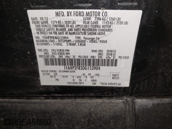 ✅ 2013 Ford Taurus Limited • VIN: 1FAHP2F83DG153904 • Lot: 44684367. Wystawiony na IAAI z przebiegiem 101 919 mil. Bezpłatny archiwum sprzedaży aukcyjnych z USA i szczegółowy raport historii pojazdu na DreamBid. Zdjęcie 9.