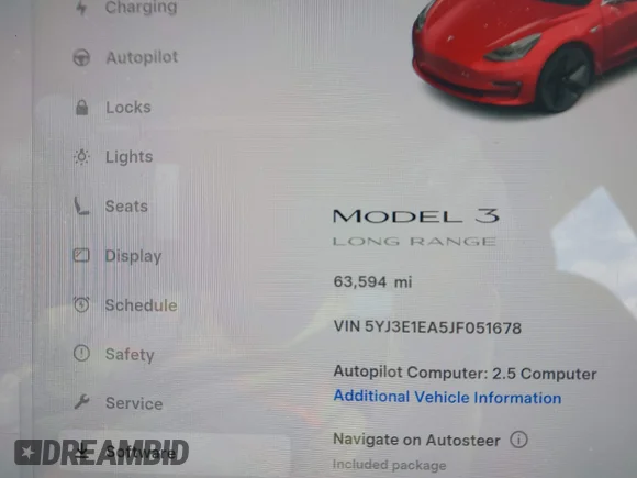 ✅ 2018 Tesla Model 3 Long Range Battery • VIN: 5YJ3E1EA5JF051678 • Лот: 45418050. Опубликован ранее на IAAI с пробегом 63 594 миль. Бесплатный доступ к архиву аукционных продаж из США и подробный отчёт об истории автомобиля на DreamBid. Изображение 7.