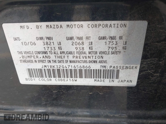 ✅ 2007 Mazda 3 i Touring • VIN: JM1BK32G471656866 • Lot: 44956086. Wystawiony na IAAI z przebiegiem 137 184 mil. Bezpłatny archiwum sprzedaży aukcyjnych z USA i szczegółowy raport historii pojazdu na DreamBid. Zdjęcie 9.