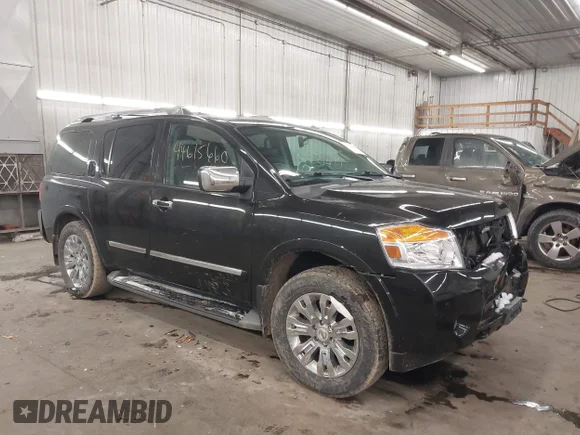 ✅ 2015 Nissan Armada Platinum • VIN: 5N1BA0NE7FN613394 • Lot: 44615660. Wystawiony na IAAI z przebiegiem 145 927 mil. Bezpłatny archiwum sprzedaży aukcyjnych z USA i szczegółowy raport historii pojazdu na DreamBid. Zdjęcie 1.