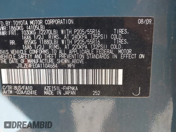 ✅ 2010 Scion xB • VIN: JTLZE4FE0A1104684 • Лот: 42224697. Опубліковано раніше на IAAI з пробігом 278 456 миль. Безкоштовний доступ до архіву аукціонних продажів зі США та докладний звіт про історію автомобіля на DreamBid. Зображення 9.