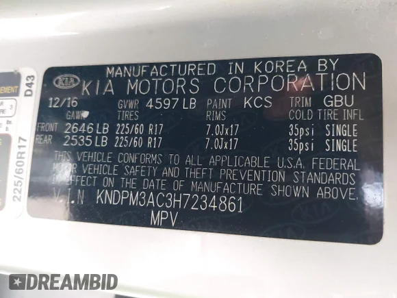 ✅ 2017 Kia Sportage LX • VIN: KNDPM3AC3H7234861 • Лот: 45425382. Опубліковано раніше на IAAI з пробігом 98 443 миль. Безкоштовний доступ до архіву аукціонних продажів зі США та докладний звіт про історію автомобіля на DreamBid. Зображення 9.