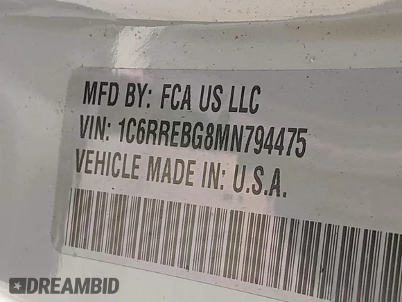 ✅ 2021 Ram 1500 Big Horn • VIN: 1C6RREBG8MN794475 • Лот: 44487396. Опубліковано раніше на IAAI з пробігом 79 352 миль. Безкоштовний доступ до архіву аукціонних продажів зі США та докладний звіт про історію автомобіля на DreamBid. Зображення 9.