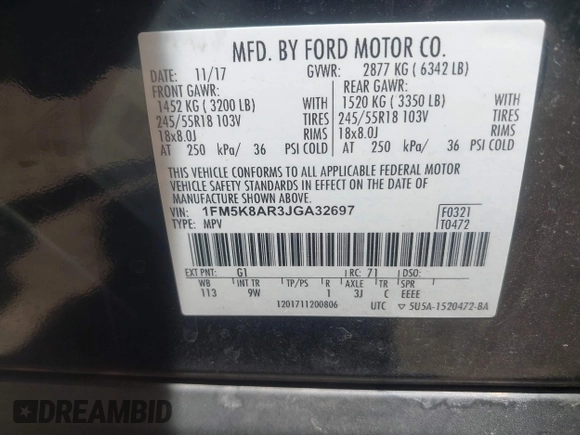 ✅ 2018 Ford Police Interceptor Utility • VIN: 1FM5K8AR3JGA32697 • Лот: 45078564. Опубликован ранее на IAAI с пробегом 191 917 миль. Бесплатный доступ к архиву аукционных продаж из США и подробный отчёт об истории автомобиля на DreamBid. Изображение 9.