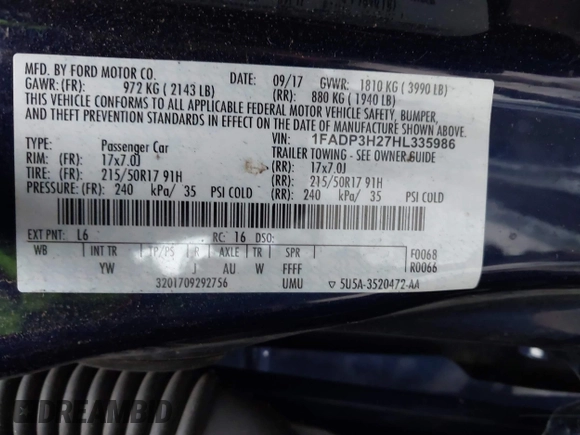 ✅ 2017 Ford Focus SEL • VIN: 1FADP3H27HL335986 • Lot: 43701703. Wystawiony na IAAI z przebiegiem 112 089 mil. Bezpłatny archiwum sprzedaży aukcyjnych z USA i szczegółowy raport historii pojazdu na DreamBid. Zdjęcie 9.