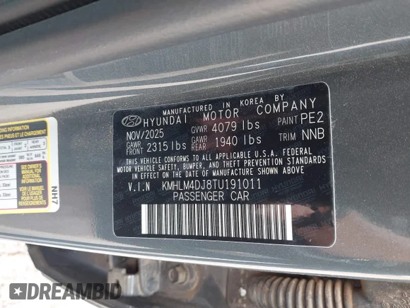 ✅ 2026 Hyundai Elantra Blue • VIN: KMHLM4DJ8TU191011 • Lot: 45222266. Wystawiony na IAAI z przebiegiem 7 962 mil. Bezpłatny archiwum sprzedaży aukcyjnych z USA i szczegółowy raport historii pojazdu na DreamBid. Zdjęcie 9.