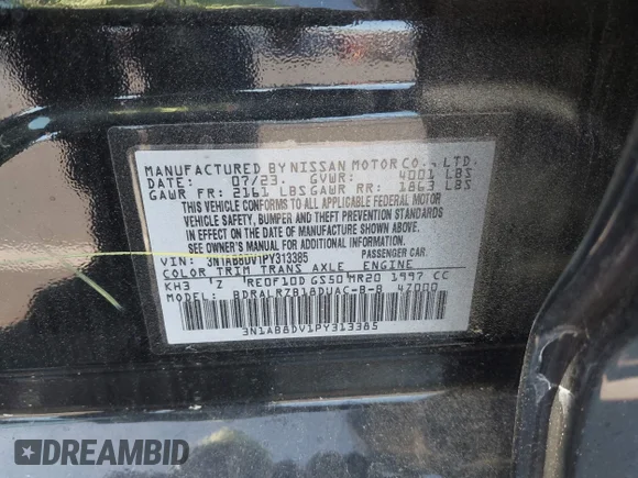 ✅ 2023 Nissan Sentra SR • VIN: 3N1AB8DV1PY313385 • Lot: 44792235. Wystawiony na IAAI z przebiegiem 25 605 mil. Bezpłatny archiwum sprzedaży aukcyjnych z USA i szczegółowy raport historii pojazdu na DreamBid. Zdjęcie 9.