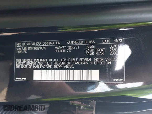 ✅ 2024 Volvo S60 Core Dark Theme • VIN: 7JRL12TK1RG310019 • Лот: 40245223. Опубліковано раніше на IAAI з пробігом 1 616 миль. Безкоштовний доступ до архіву аукціонних продажів зі США та докладний звіт про історію автомобіля на DreamBid. Зображення 9.