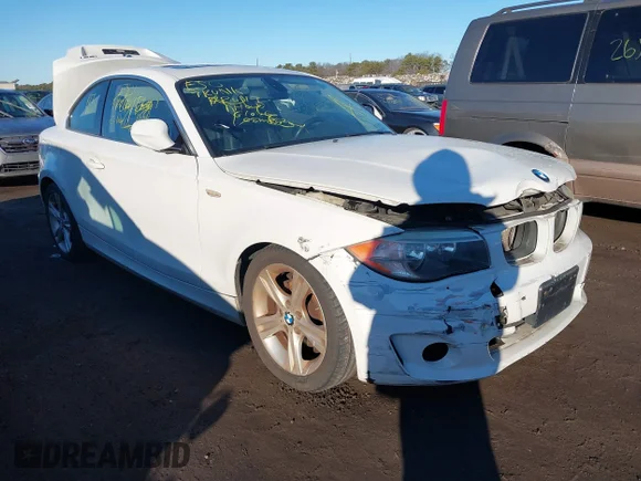✅ 2012 BMW 1 Series 128i • VIN: WBAUP7C52CVP22880 • Lot: 44119028. Listed on IAAI with 68,182 mi. Free auction sales archive from the USA and detailed vehicle history report at DreamBid. Image 1.