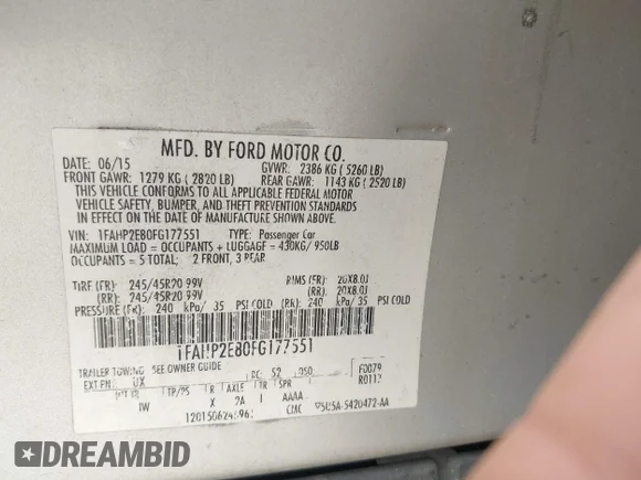 ✅ 2015 Ford Taurus SEL • VIN: 1FAHP2E80FG177551 • Лот: 45299072. Опубліковано раніше на IAAI з пробігом 277 881 миль. Безкоштовний доступ до архіву аукціонних продажів зі США та докладний звіт про історію автомобіля на DreamBid. Зображення 9.