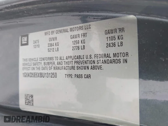 ✅ 2011 Cadillac DTS Luxury Collection • VIN: 1G6KD5E6XBU131250 • Lot: 42204699. Wystawiony na IAAI z przebiegiem 139 893 mil. Bezpłatny archiwum sprzedaży aukcyjnych z USA i szczegółowy raport historii pojazdu na DreamBid. Zdjęcie 9.