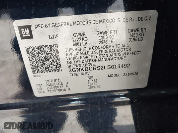 ✅ 2020 Chevrolet Blazer LT • VIN: 3GNKBCRS2LS613492 • Лот: 44088128. Опубликован ранее на IAAI с пробегом 88 925 миль. Бесплатный доступ к архиву аукционных продаж из США и подробный отчёт об истории автомобиля на DreamBid. Изображение 9.