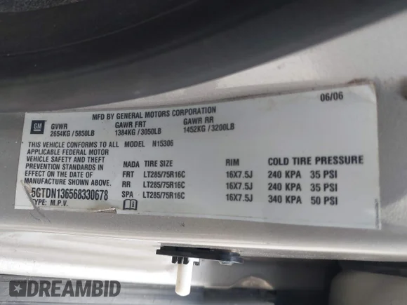 ✅ 2006 Hummer H3 • VIN: 5GTDN136568330678 • Лот: 45033652. Опубліковано раніше на IAAI з пробігом 165 141 миль. Безкоштовний доступ до архіву аукціонних продажів зі США та докладний звіт про історію автомобіля на DreamBid. Зображення 9.