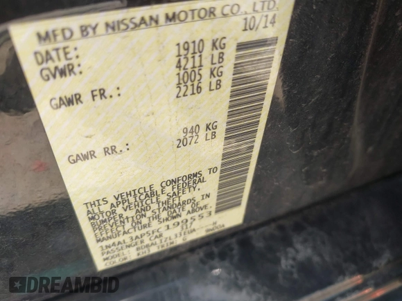 ✅ 2015 Nissan Altima SV • VIN: 1N4AL3AP5FC199553 • Lot: 42930651. Wystawiony na IAAI z przebiegiem 121 206 mil. Bezpłatny archiwum sprzedaży aukcyjnych z USA i szczegółowy raport historii pojazdu na DreamBid. Zdjęcie 9.