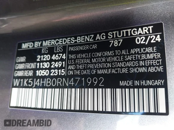 ✅ 2024 Mercedes-Benz CLA 250 • VIN: W1K5J4HB0RN471992 • Lot: 43179167. Wystawiony na IAAI z przebiegiem 6 946 mil. Bezpłatny archiwum sprzedaży aukcyjnych z USA i szczegółowy raport historii pojazdu na DreamBid. Zdjęcie 9.