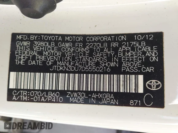 ✅ 2013 Toyota Prius Four • VIN: JTDKN3DU7D5550216 • Lot: 43645017. Wystawiony na IAAI z przebiegiem 146 020 mil. Bezpłatny archiwum sprzedaży aukcyjnych z USA i szczegółowy raport historii pojazdu na DreamBid. Zdjęcie 9.