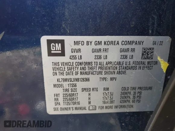 ✅ 2022 Chevrolet TrailBlazer ACTIV • VIN: KL79MVSLXNB128366 • Lot: 45032804. Wystawiony na IAAI z przebiegiem 45 629 mil. Bezpłatny archiwum sprzedaży aukcyjnych z USA i szczegółowy raport historii pojazdu na DreamBid. Zdjęcie 9.