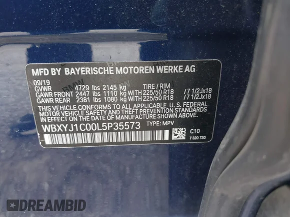 ✅ 2020 BMW X2 xDrive28i • VIN: WBXYJ1C00L5P35573 • Лот: 42826581. Опубліковано раніше на IAAI з пробігом 70 761 миль. Безкоштовний доступ до архіву аукціонних продажів зі США та докладний звіт про історію автомобіля на DreamBid. Зображення 9.