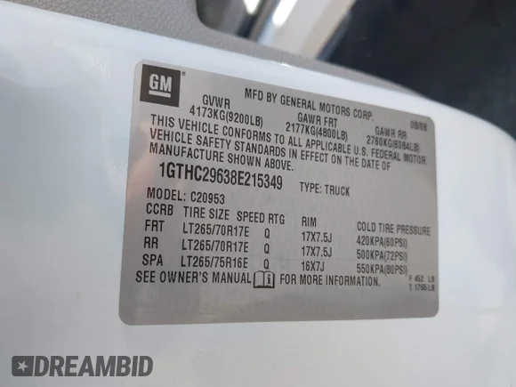 ✅ 2008 GMC Sierra 2500HD SLE1 • VIN: 1GTHC29638E215349 • Lot: 44810533. Wystawiony na IAAI z przebiegiem 181 503 mil. Bezpłatny archiwum sprzedaży aukcyjnych z USA i szczegółowy raport historii pojazdu na DreamBid. Zdjęcie 9.