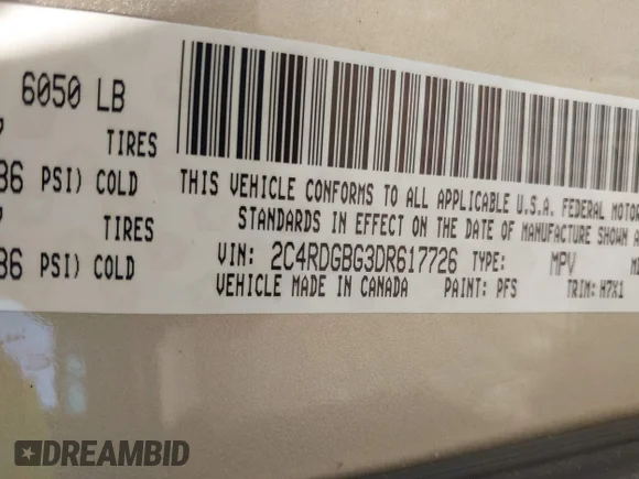 ✅ 2013 Dodge Grand Caravan SE • VIN: 2C4RDGBG3DR617726 • Lot: 44243866. Wystawiony na IAAI z przebiegiem 169 746 mil. Bezpłatny archiwum sprzedaży aukcyjnych z USA i szczegółowy raport historii pojazdu na DreamBid. Zdjęcie 9.