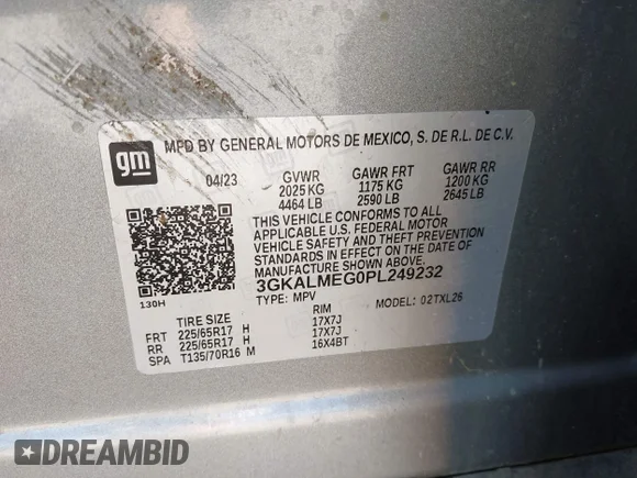 ✅ 2023 GMC Terrain SLE • VIN: 3GKALMEG0PL249232 • Лот: 43605621. Опубліковано раніше на IAAI з пробігом 41 462 миль. Безкоштовний доступ до архіву аукціонних продажів зі США та докладний звіт про історію автомобіля на DreamBid. Зображення 9.
