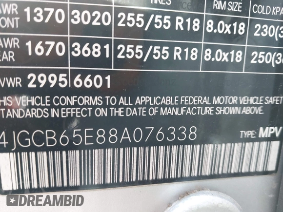 ✅ 2008 Mercedes-Benz R 3.5L • VIN: 4JGCB65E88A076338 • Лот: 44266473. Опубліковано раніше на IAAI з пробігом 140 115 миль. Безкоштовний доступ до архіву аукціонних продажів зі США та докладний звіт про історію автомобіля на DreamBid. Зображення 9.