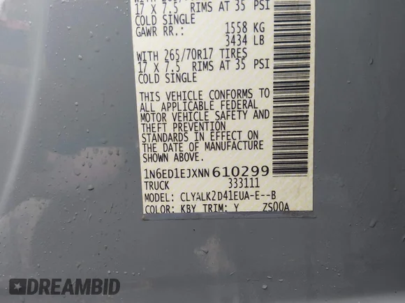 ✅ 2022 Nissan Frontier SV • VIN: 1N6ED1EJXNN610299 • Lot: 44010745. Wystawiony na IAAI z przebiegiem 28 566 mil. Bezpłatny archiwum sprzedaży aukcyjnych z USA i szczegółowy raport historii pojazdu na DreamBid. Zdjęcie 9.