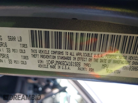 ✅ 2012 Jeep Liberty Sport • VIN: 1C4PJMAK6CW161926 • Lot: 44706387. Wystawiony na IAAI z przebiegiem 123 433 mil. Bezpłatny archiwum sprzedaży aukcyjnych z USA i szczegółowy raport historii pojazdu na DreamBid. Zdjęcie 9.