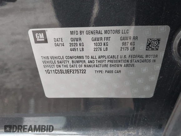 ✅ 2014 Chevrolet Malibu LT • VIN: 1G11C5SL0EF275722 • Lot: 44885062. Wystawiony na IAAI z przebiegiem 127 006 mil. Bezpłatny archiwum sprzedaży aukcyjnych z USA i szczegółowy raport historii pojazdu na DreamBid. Zdjęcie 9.